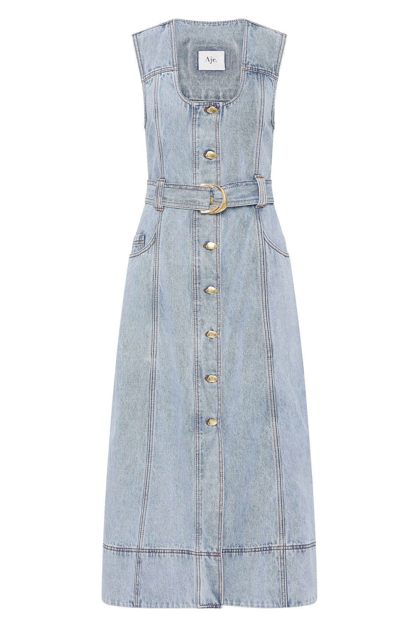 Aura Denim Midi Dress Product Image