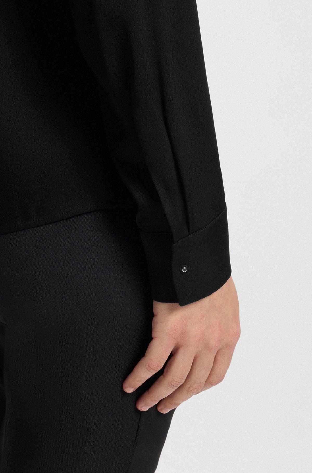 Ruched-neck blouse in stretch-silk crepe de Chine Product Image