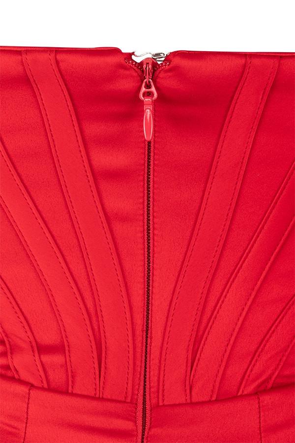 Loretta  red satin off shoulder dress Product Image