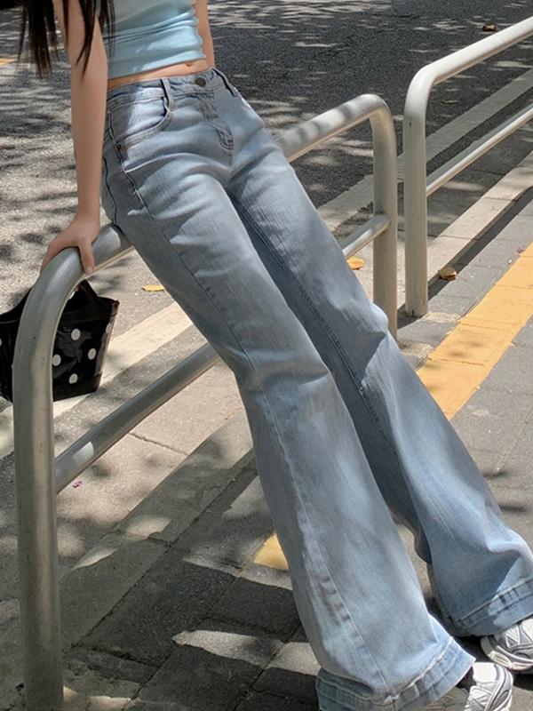 Bamboo Pattern Vintage Flare Jeans Product Image