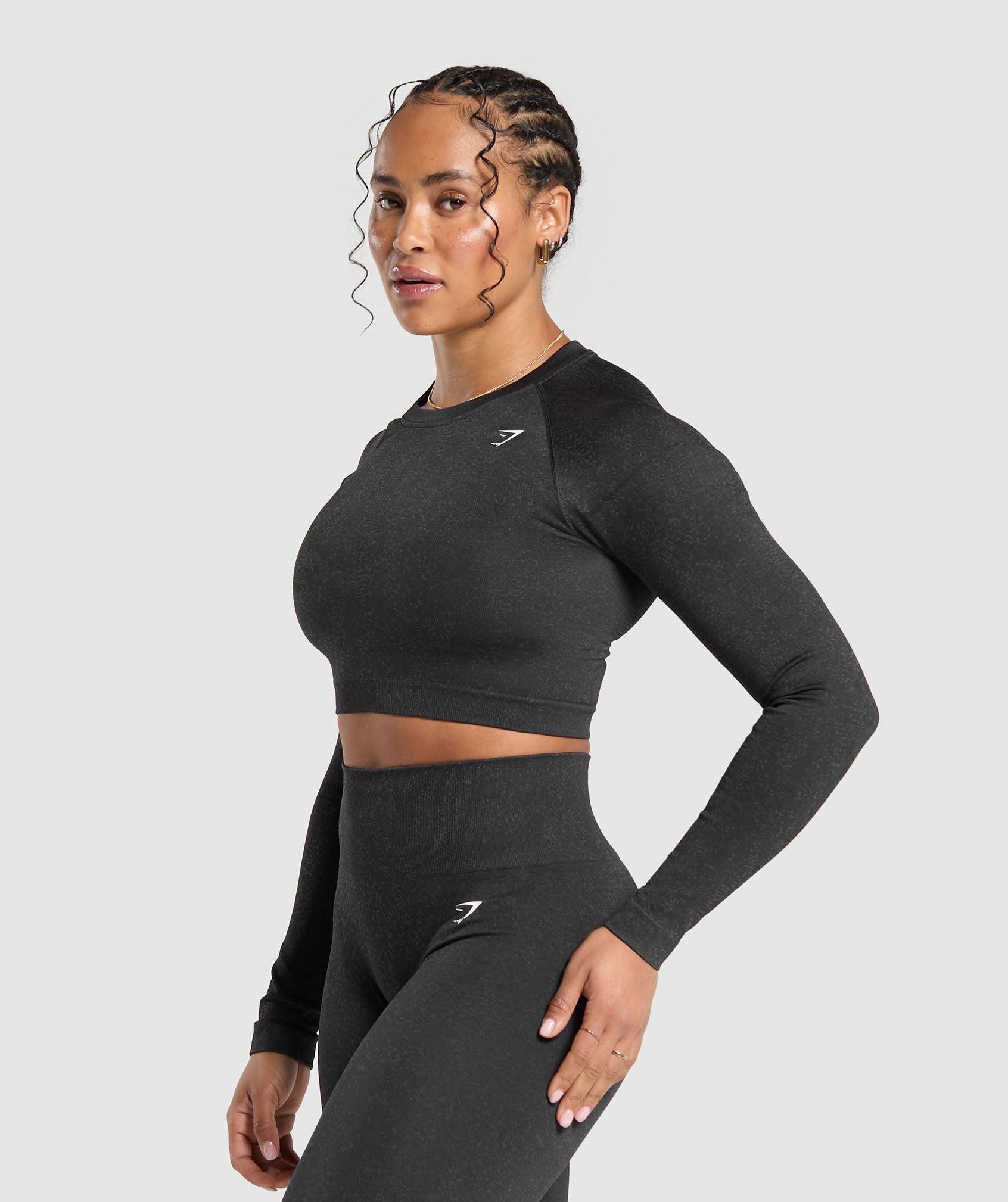Gymshark Adapt Fleck Seamless Long Sleeve Crop Top - Mineral | Black Female Product Image