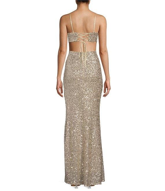 Honey and Rosie Spaghetti Strap Sequin Mermaid Shaped Grown Product Image