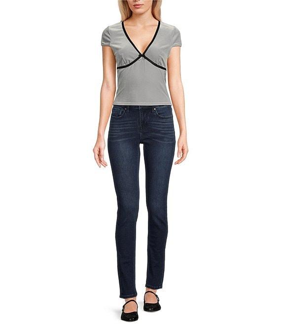 Moa Moa Short Sleeves V-Neck Velvet Top Product Image