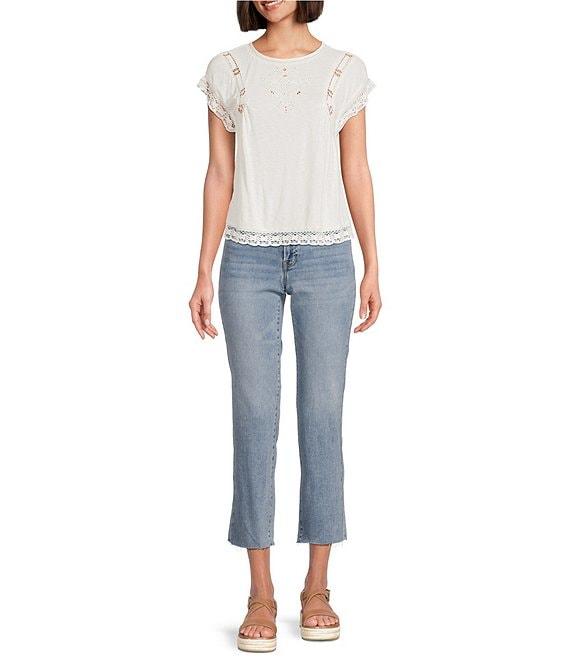 Lucky Brand Lace Crew Neck Short Sleeve Tee Product Image