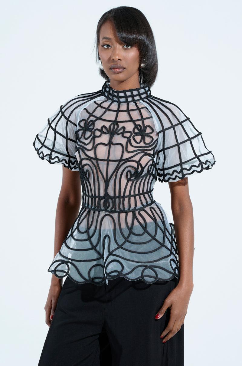 DOLL FACE SHORT SLEEVE STRUCTURED BLOUSE Girls Product Image