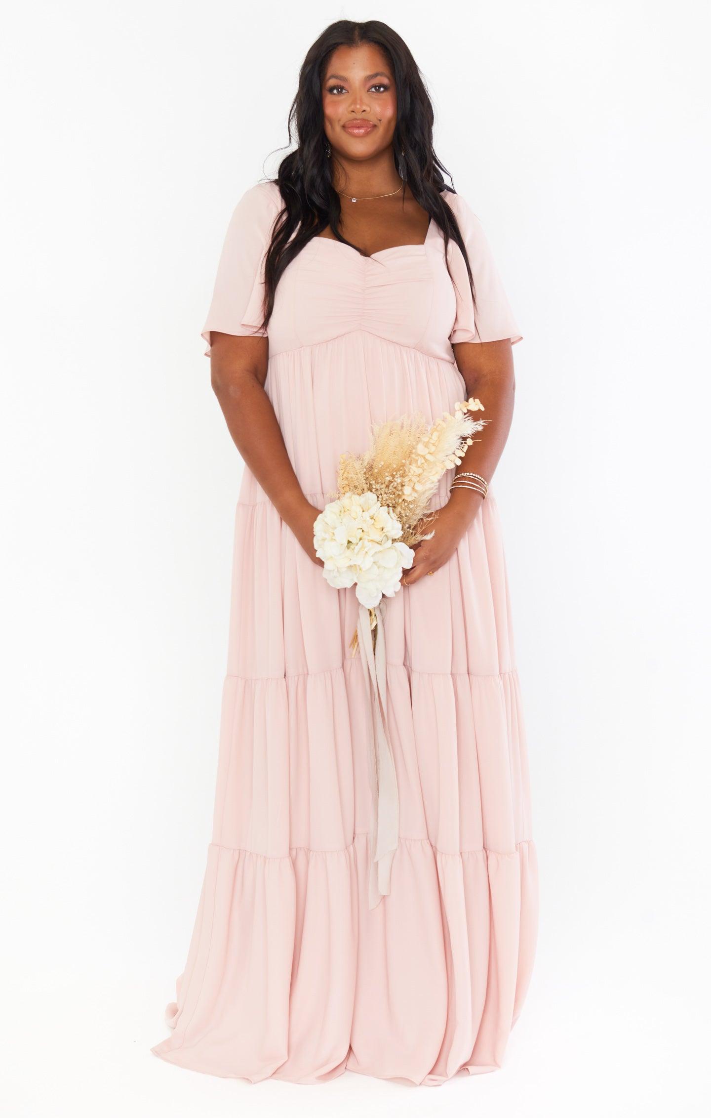 Nicole Maxi Dress ~ Dusty Blush Crisp Product Image