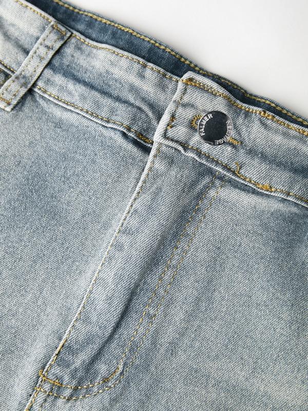 Men's Splash Ink Letter Print Loose Jeans Product Image