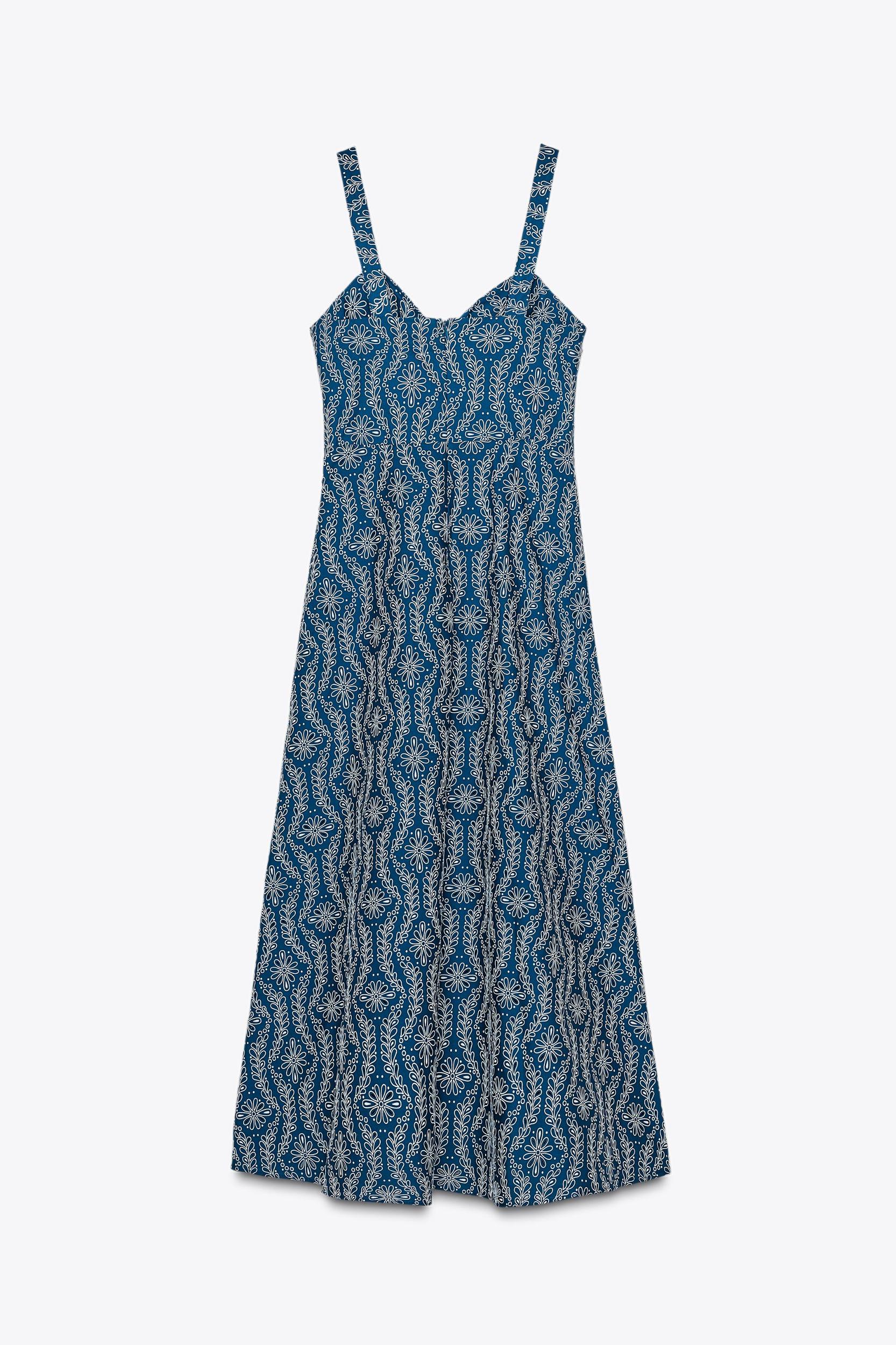 RUBBERIZED OPENWORK EMBROIDERY MIDI DRESS Product Image