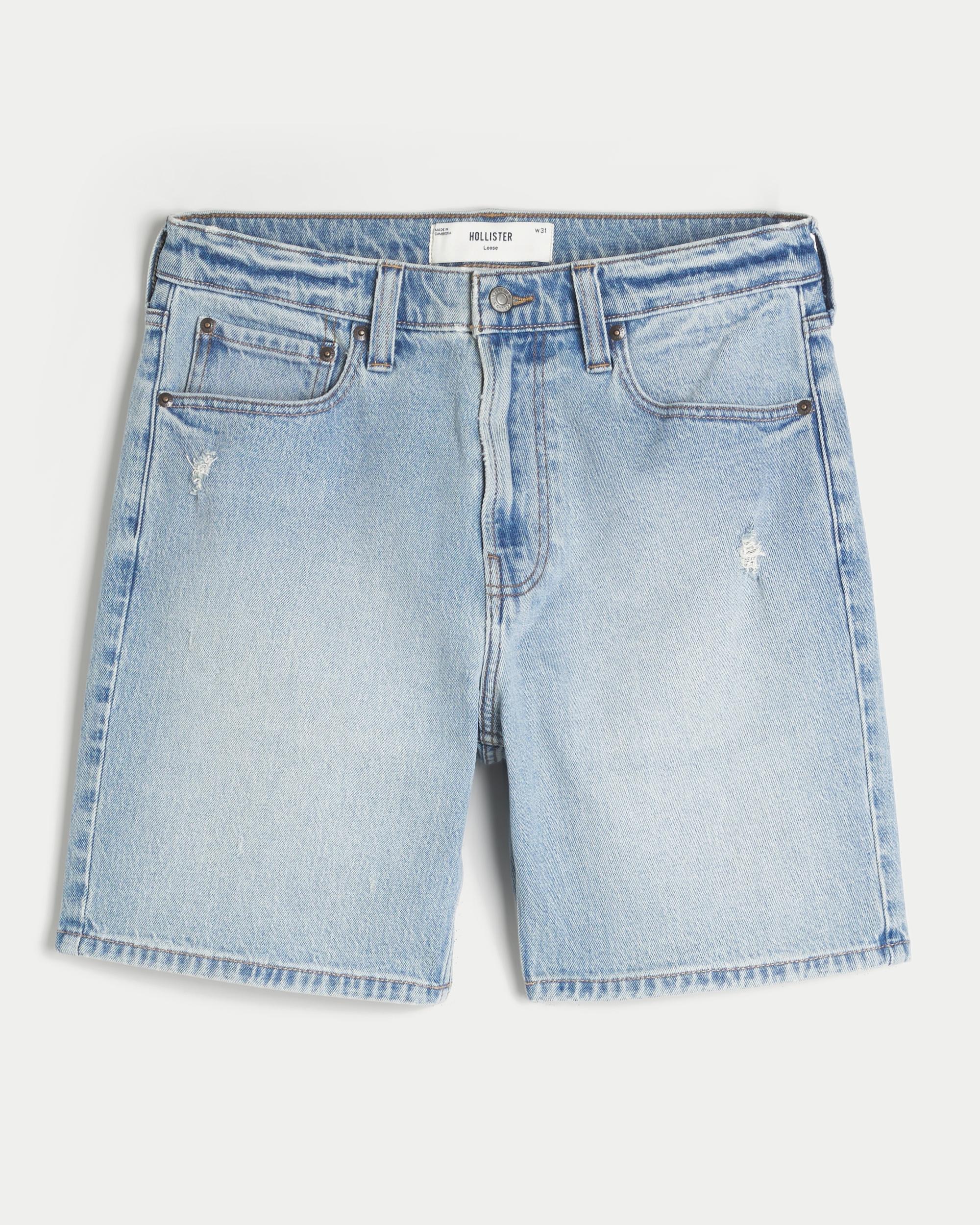 Above-the-Knee Loose Denim Shorts Product Image