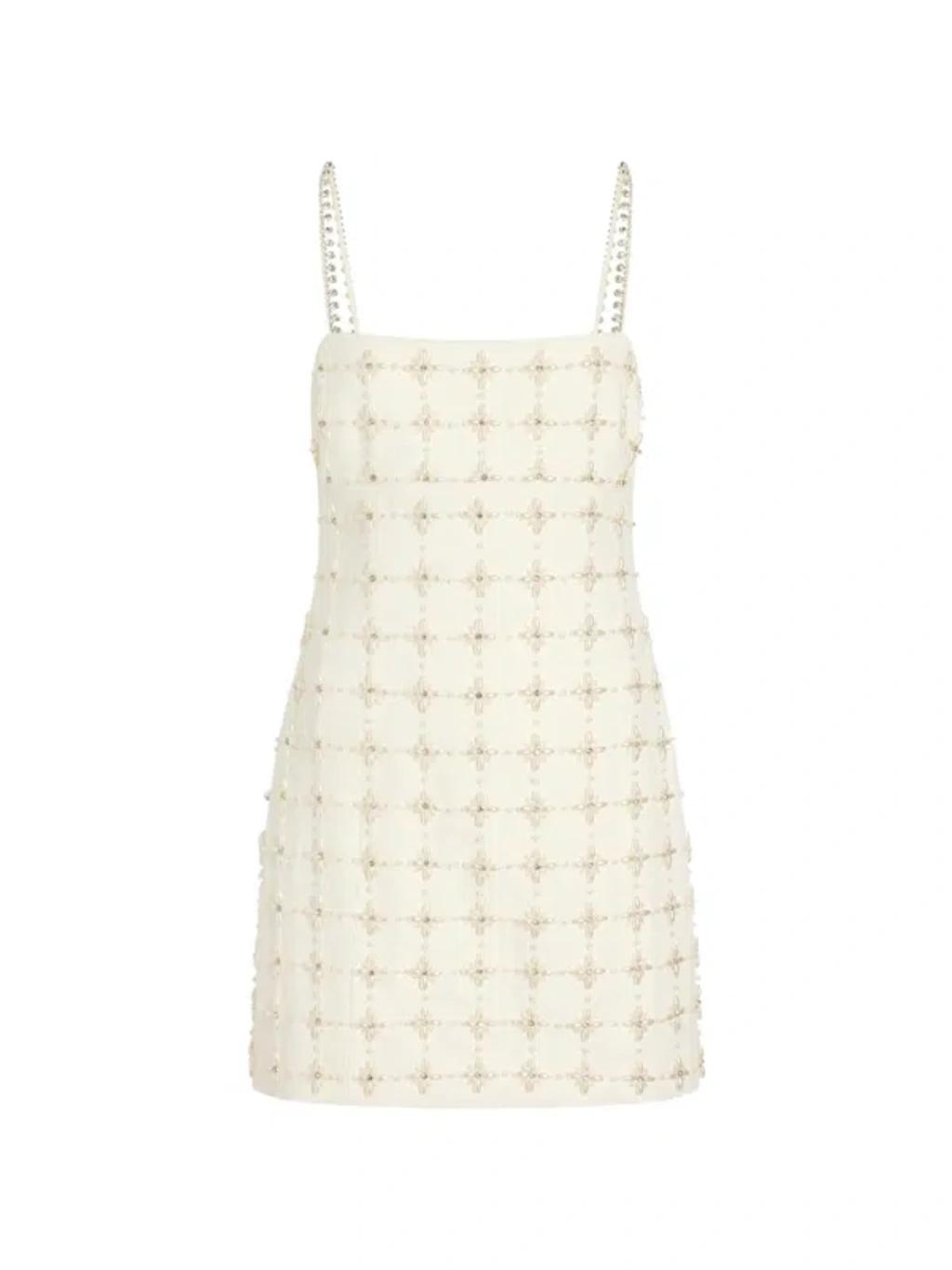 CINQ À SEPT Pearl Crystal Iris Satine Mini Dress In Neutral Product Image