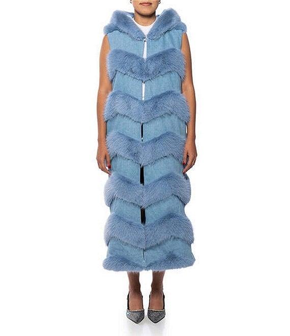 Azalea Wang Jemi Sleeveless Faux Fur Collared Long Vest Product Image