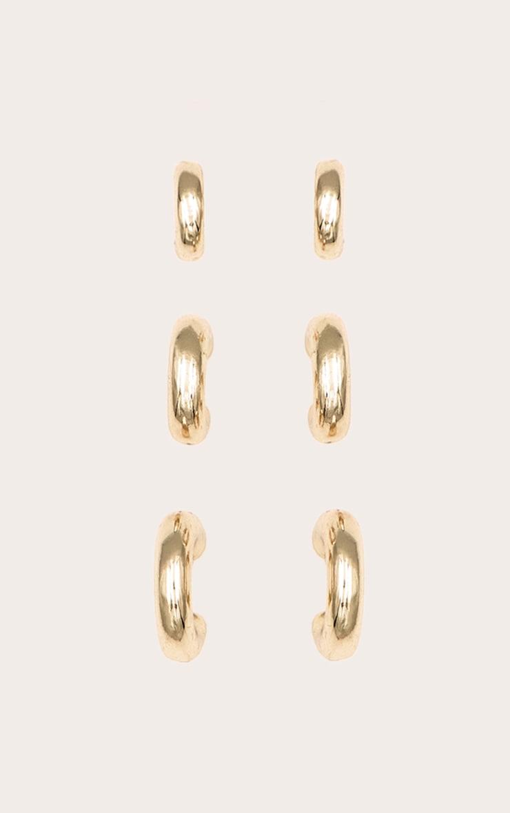 Gold Huggie Hoop 3 Pack Earring Set Product Image