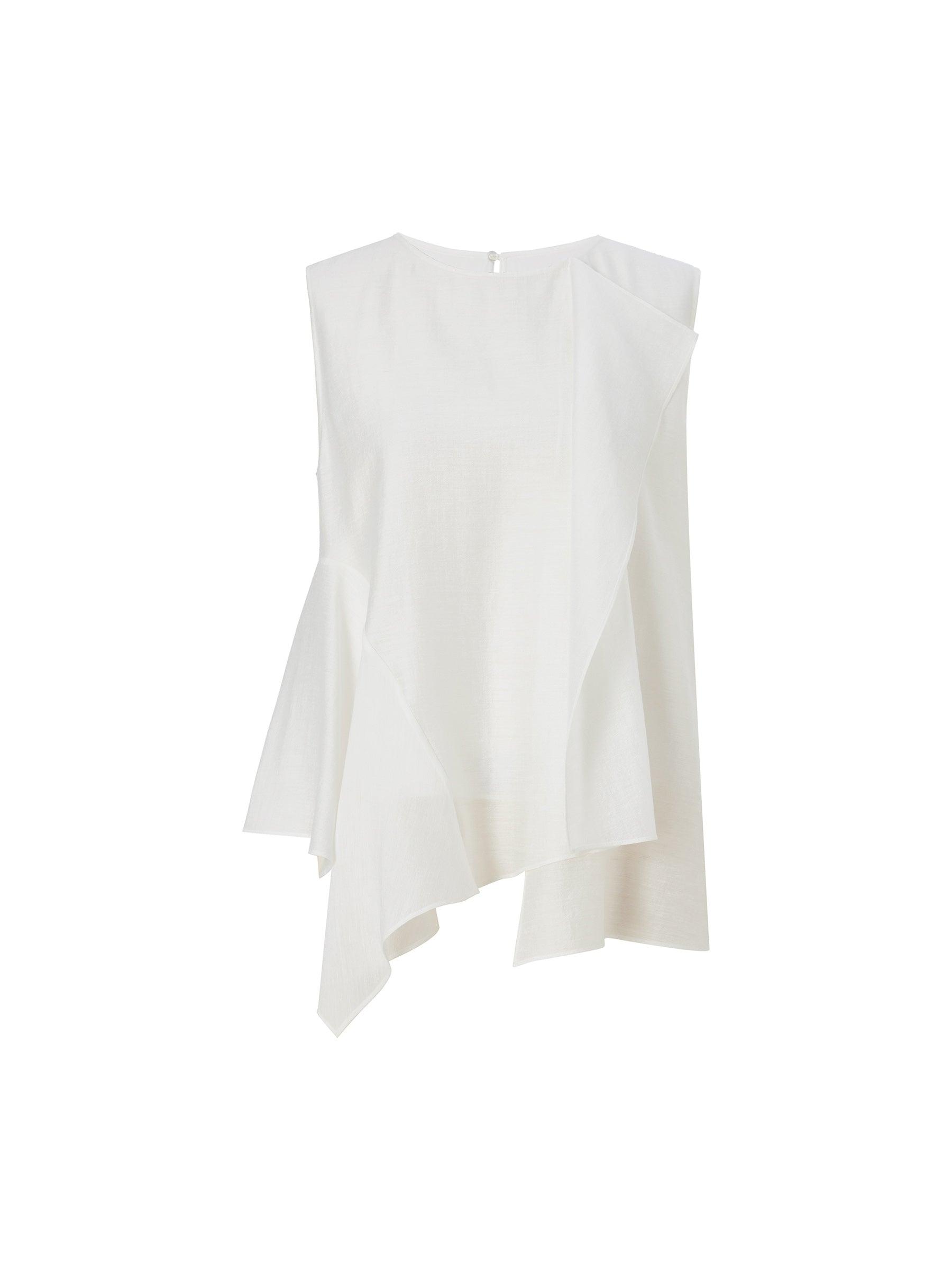 Lyocell Acetate Blend Ruffle-Detail Women Tank Top Product Image