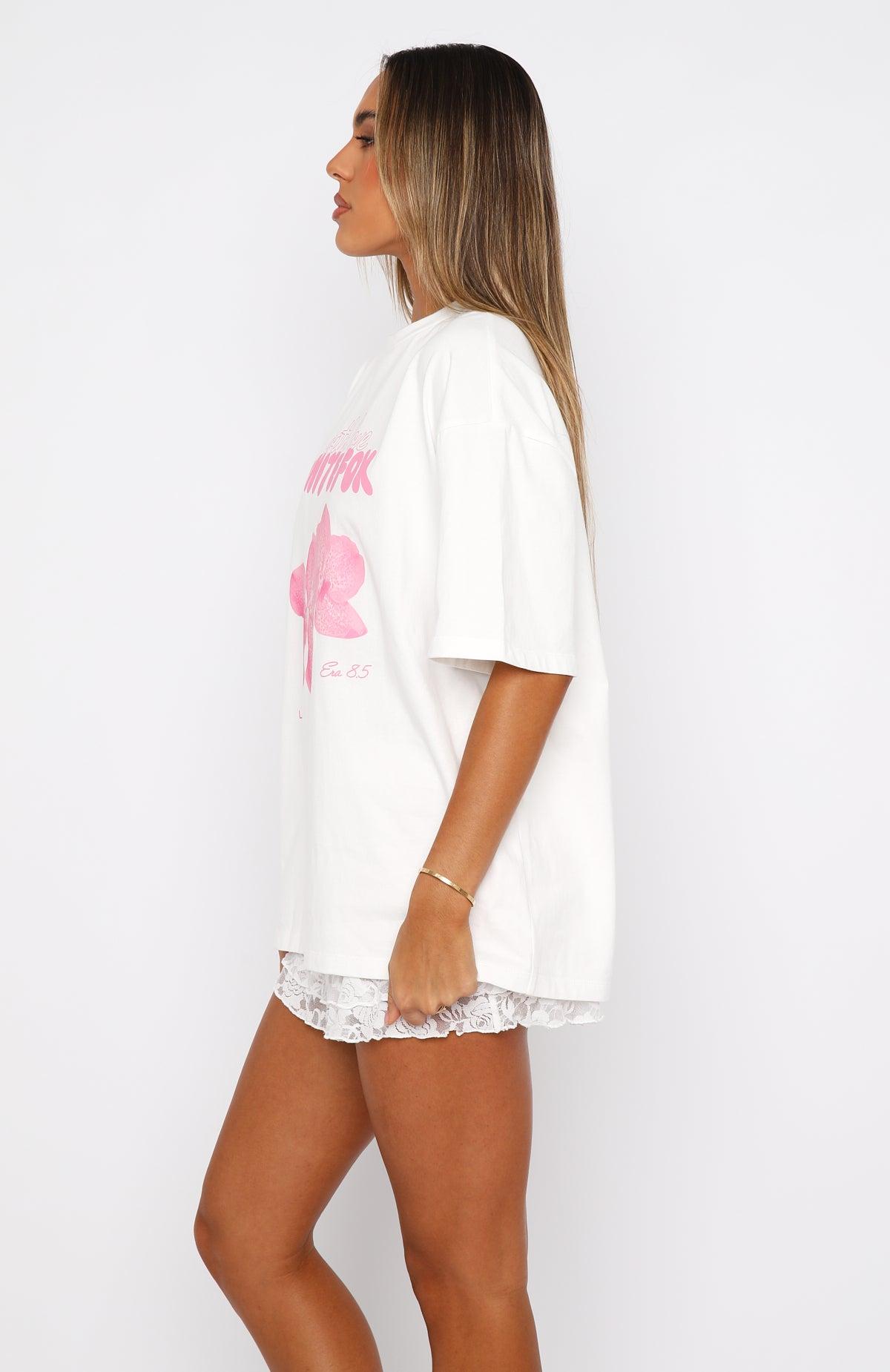 With Love Forever Oversized Tee White/Pink Product Image