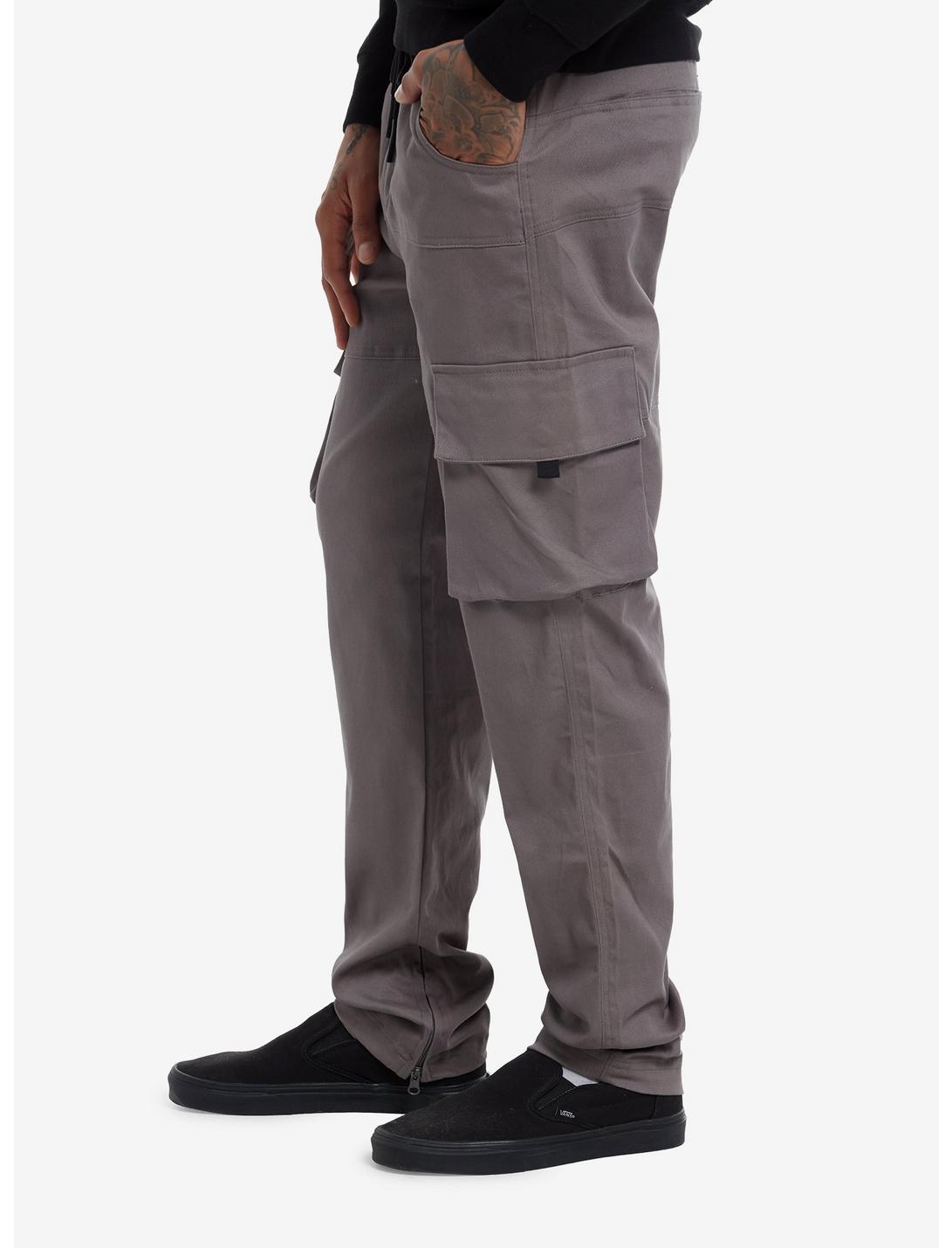 Grey Zipper Flare Cargo Pants Product Image