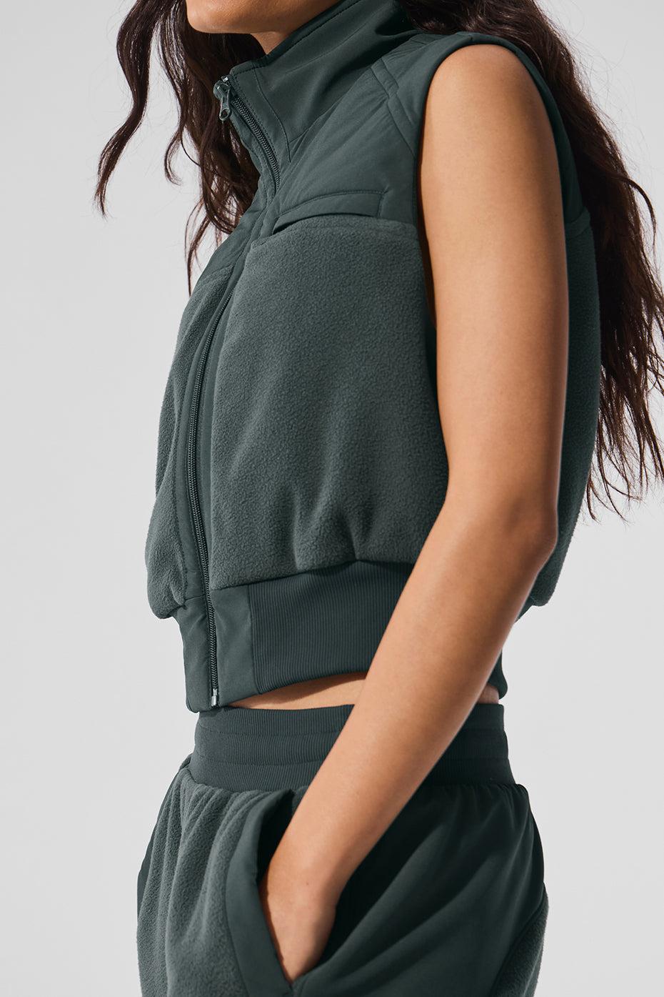 Polar Fleece Wintry Mix Vest - Charcoal Green Female Product Image