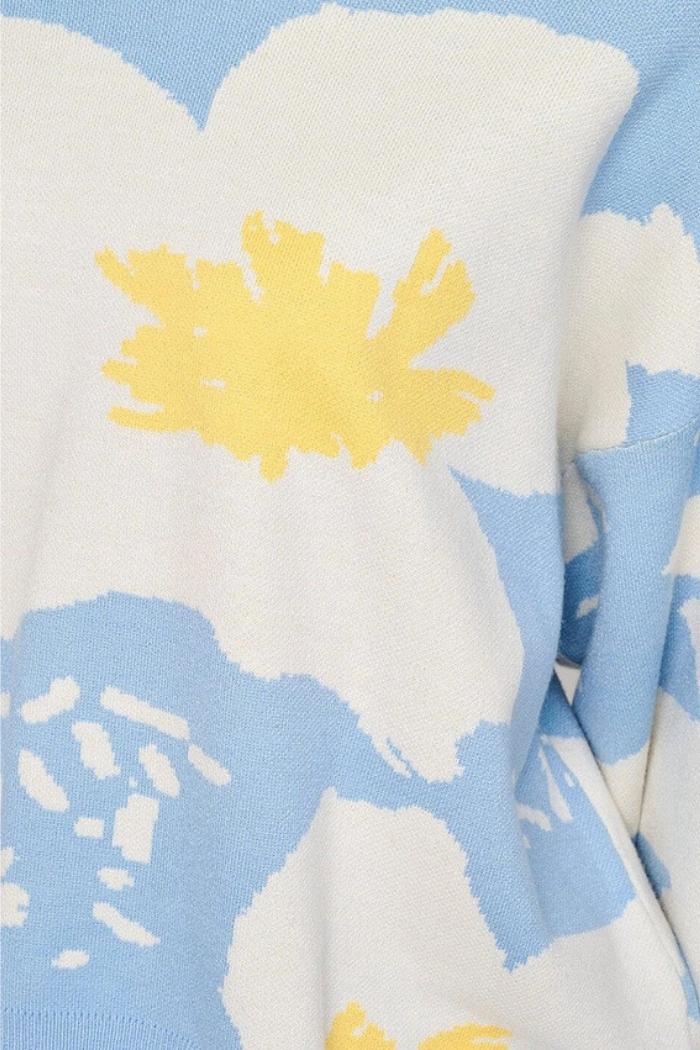 Floral Patter Knit Long Sleeve Pullover Sweater Product Image