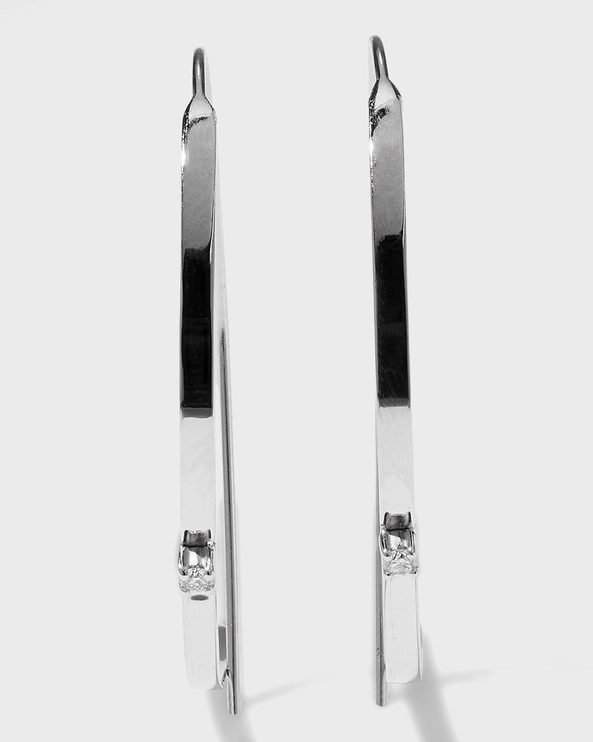 Womens Diamond & 14K White Gold Hoop Earrings Product Image