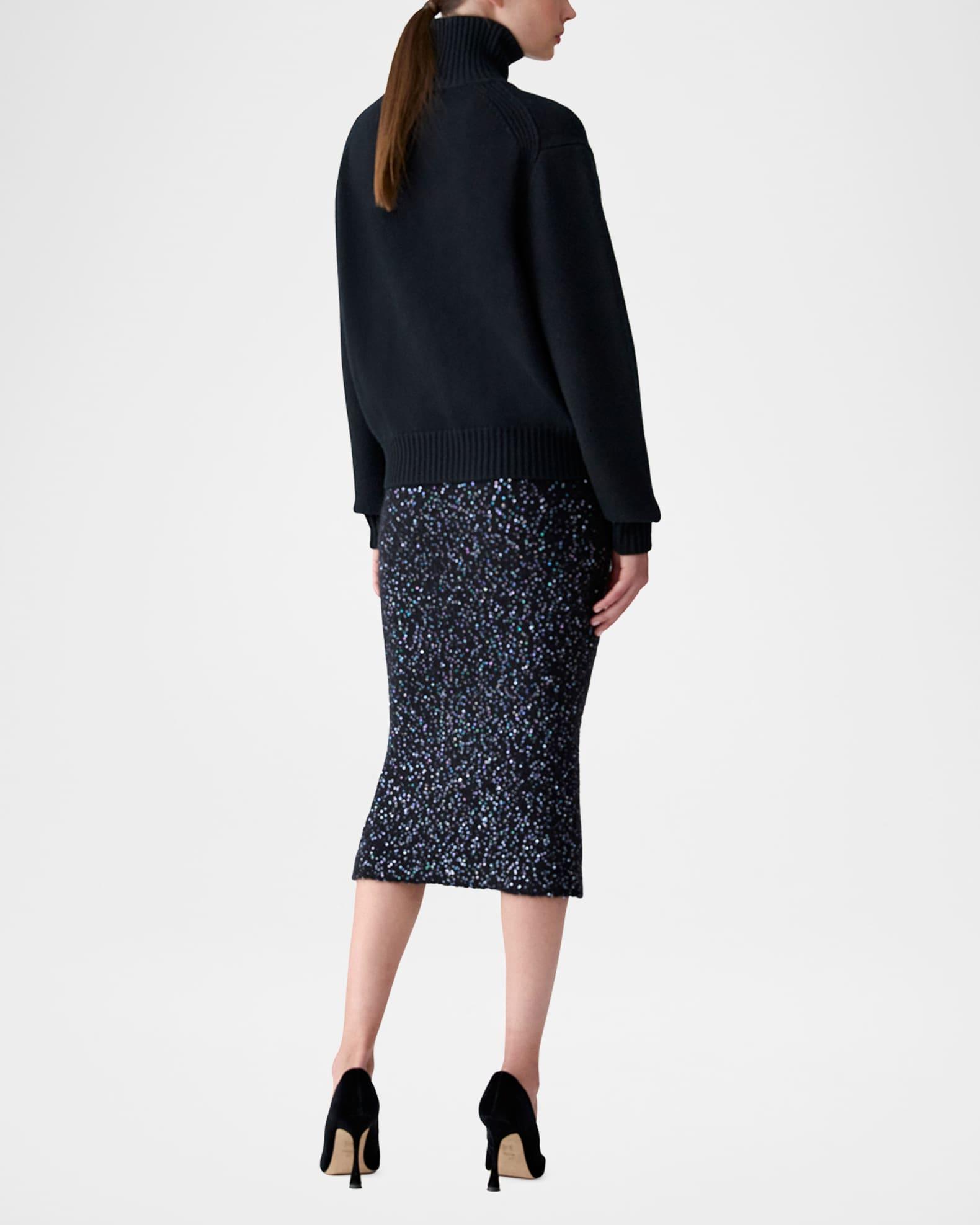 Turtleneck Paillette Rose Wool-Cashmere Sweater Product Image