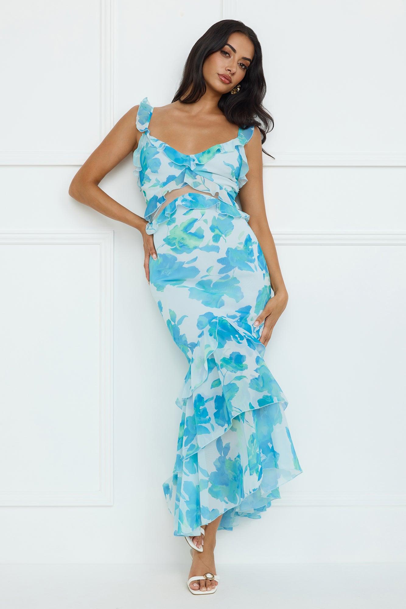 Ocean Waters Midi Dress Blue Product Image