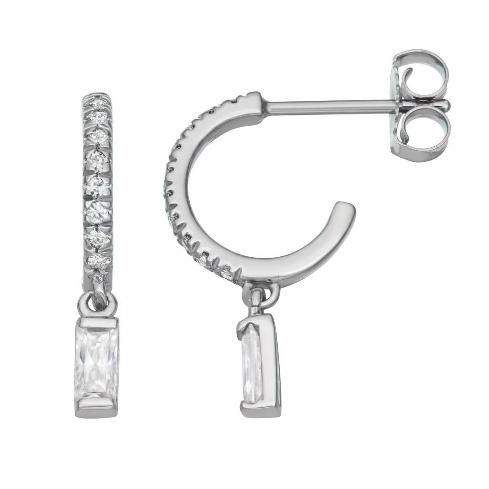 Charles & Colvard 14k Gold 1/3 Carat T.W. Lab-Created Moissanite Hoop Drop Earring, Women's, White Product Image