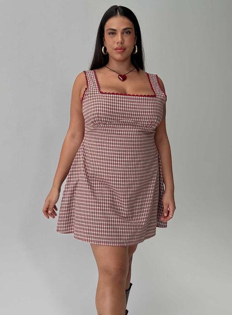 Dasha Mini Dress Red Check Curve Product Image