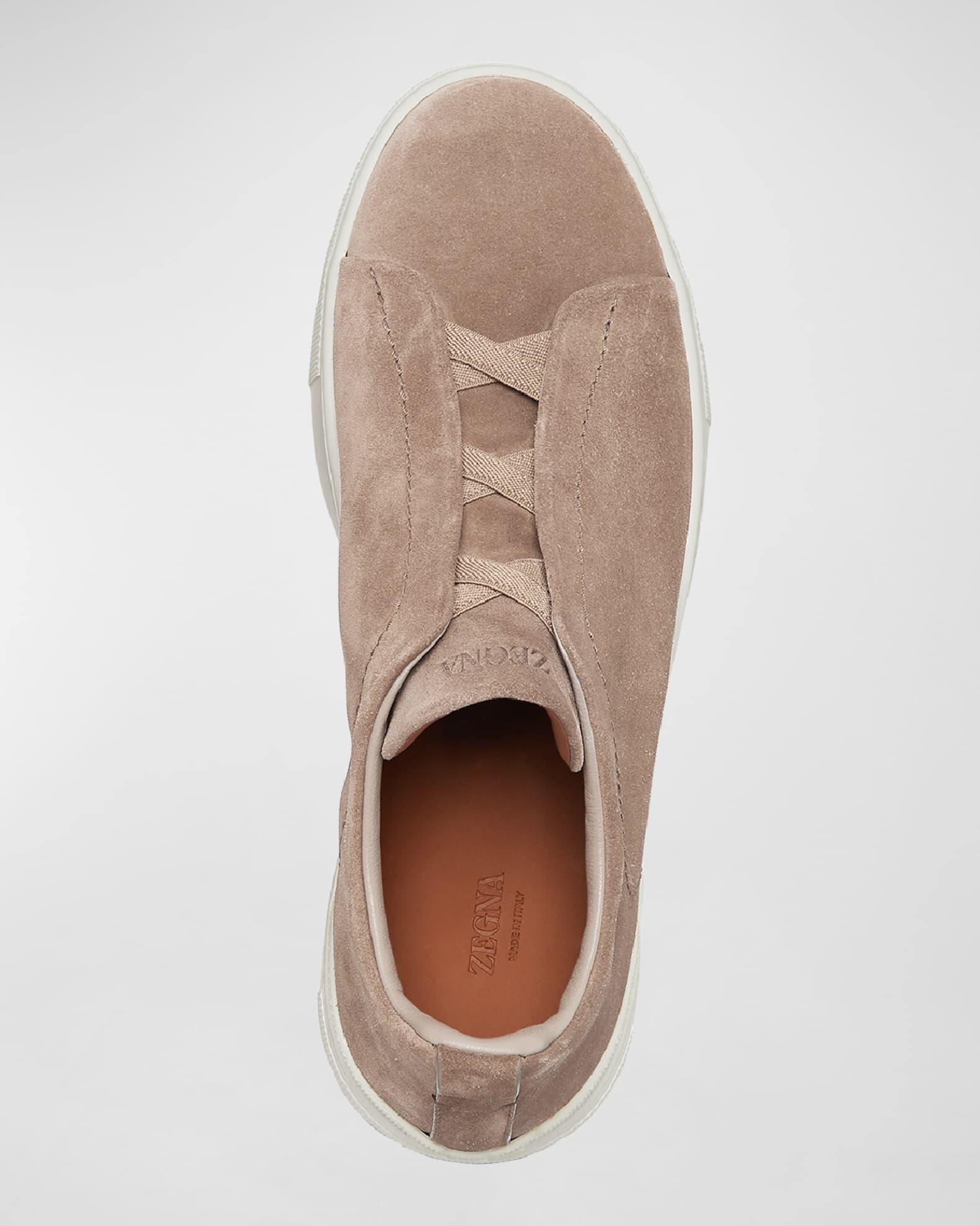 Men's Triple Stitch Suede Low Top Slip-On Sneakers Product Image