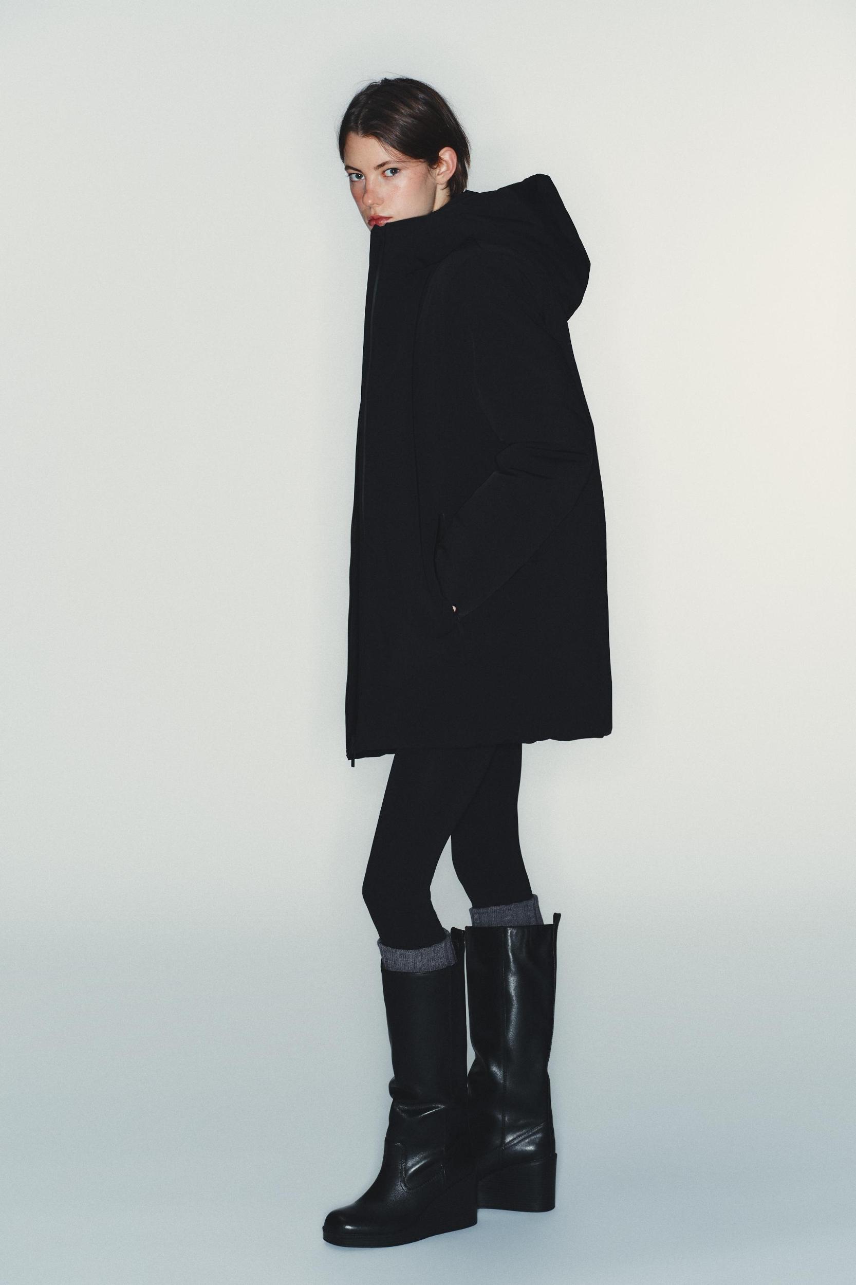 WATER REPELLENT WINDPROOF PUFFER JACKET WITH HOODIE Product Image