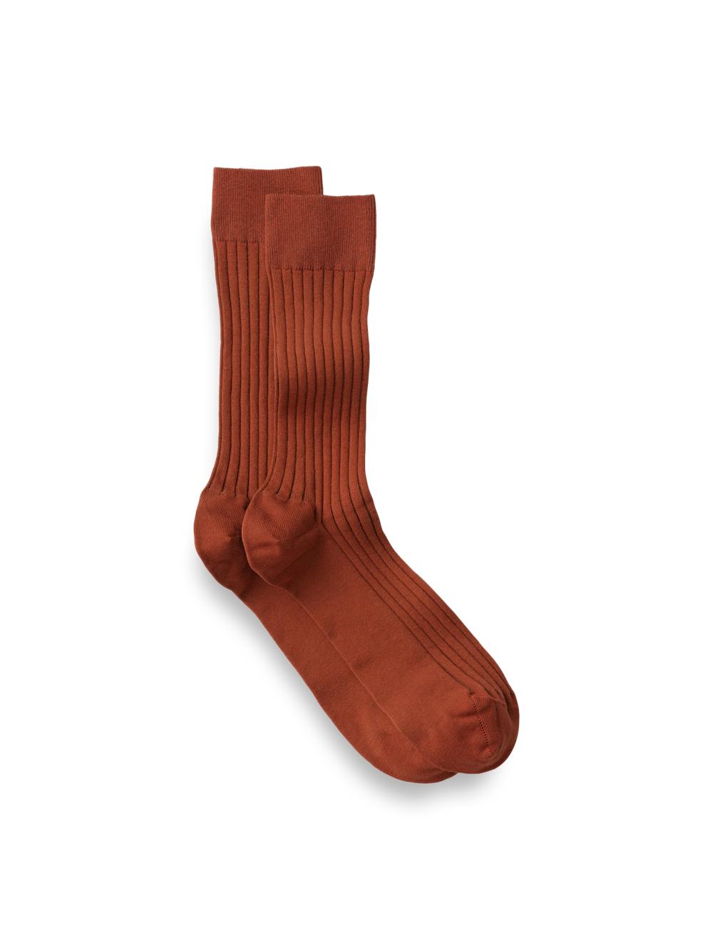 Solid Rib Cotton Blend Sock - Rust Product Image