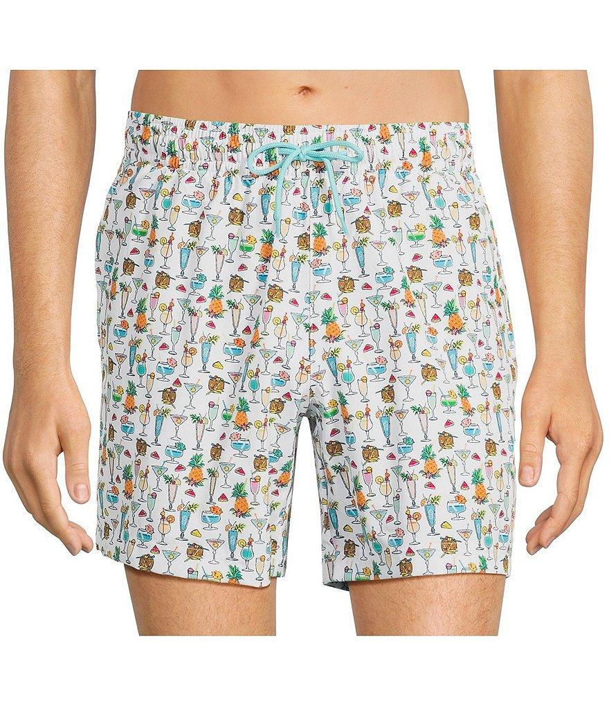 Caribbean Beach Drinks 6#double; Inseam Cabana Swim Trunks Product Image