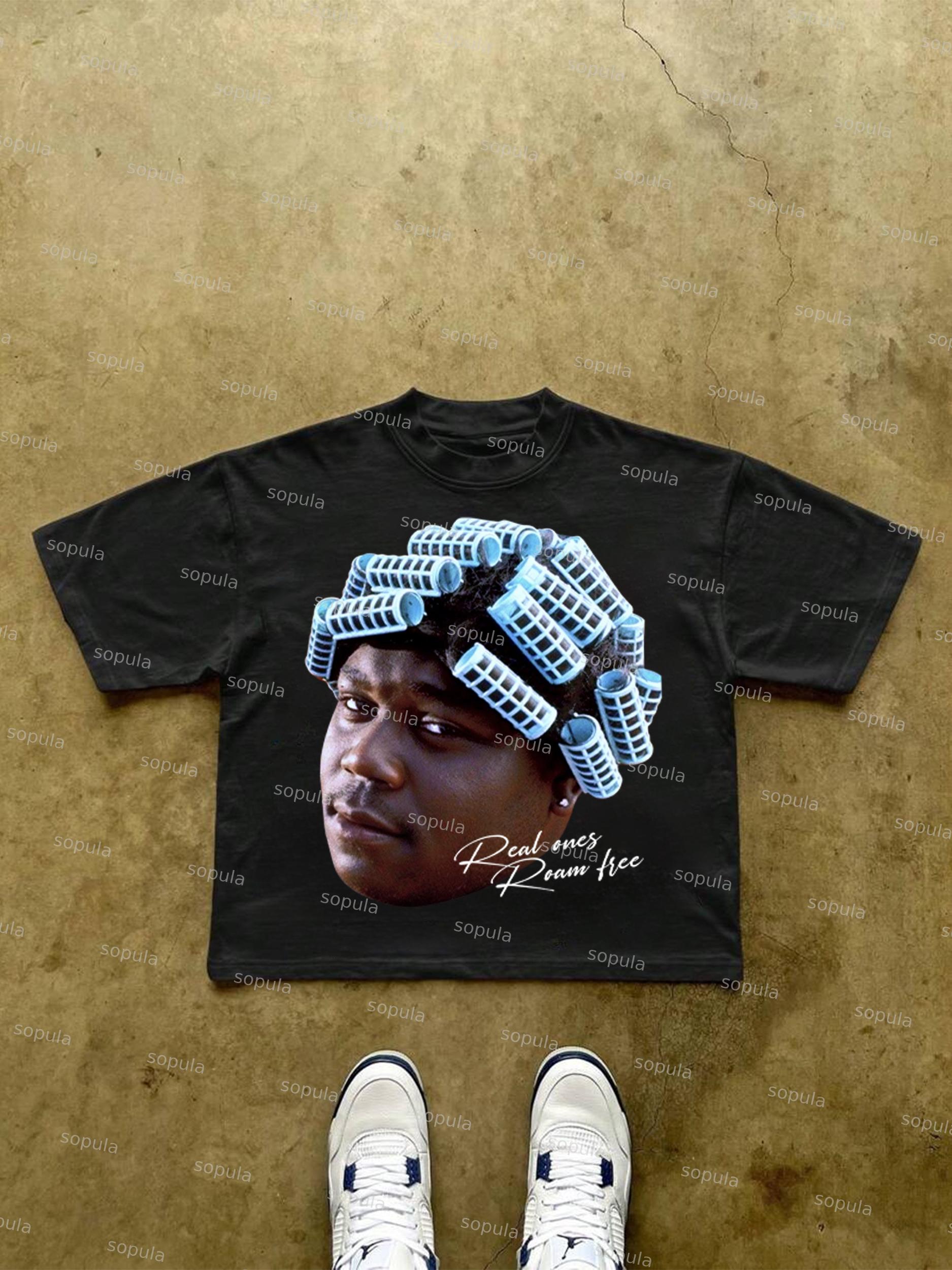 Street Star Big Head Figure Graphic Cropped T-shirt Product Image