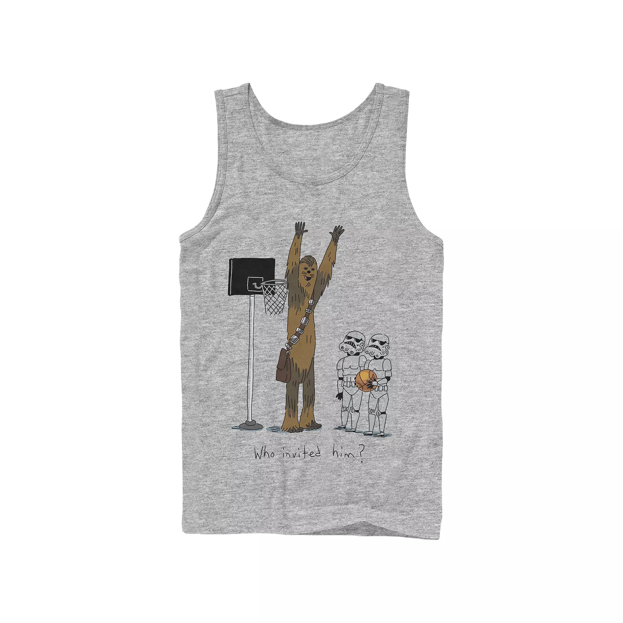 Men's Star Wars Basketball Chewbacca Vs Stormtrooper Graphic Tank Top, Size: Large, Athletic Grey Product Image