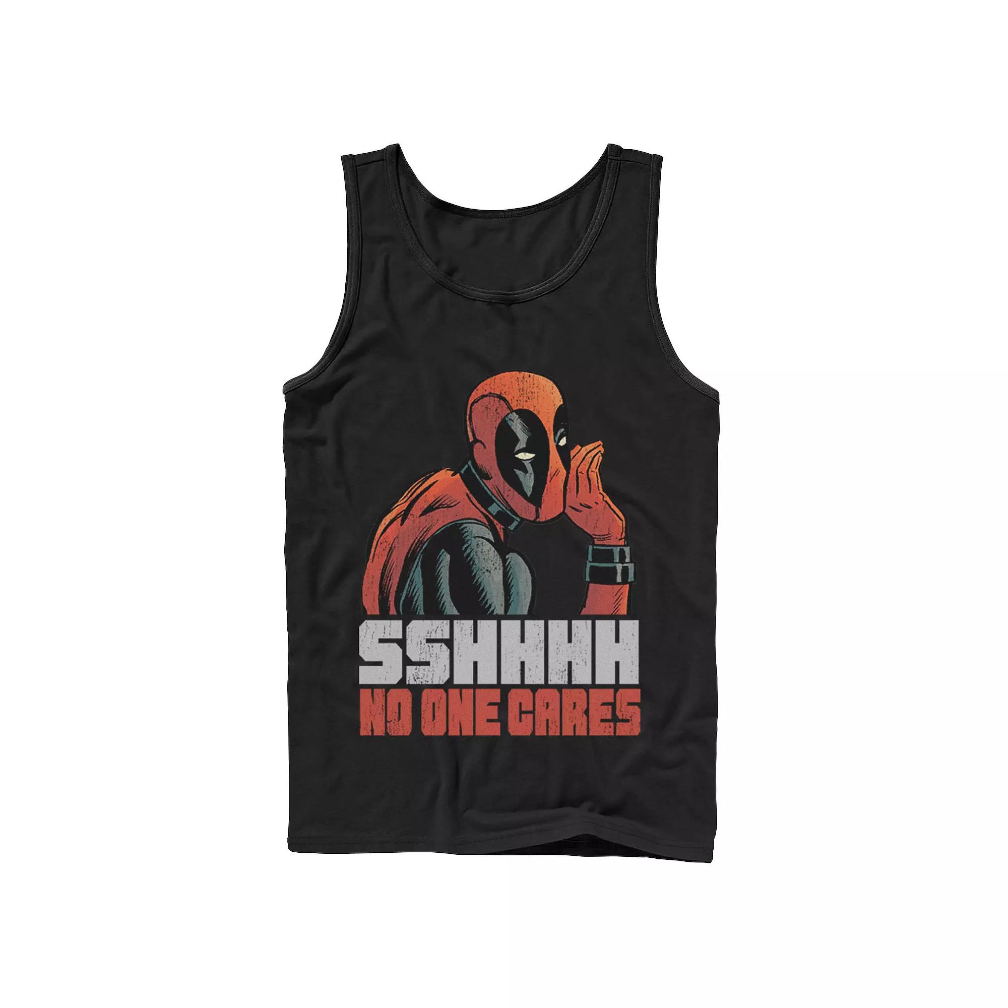 Men's Marvel Deadpool SSHHHH No One Cares Whisper Graphic Tank Top, Size: XL, Black Product Image