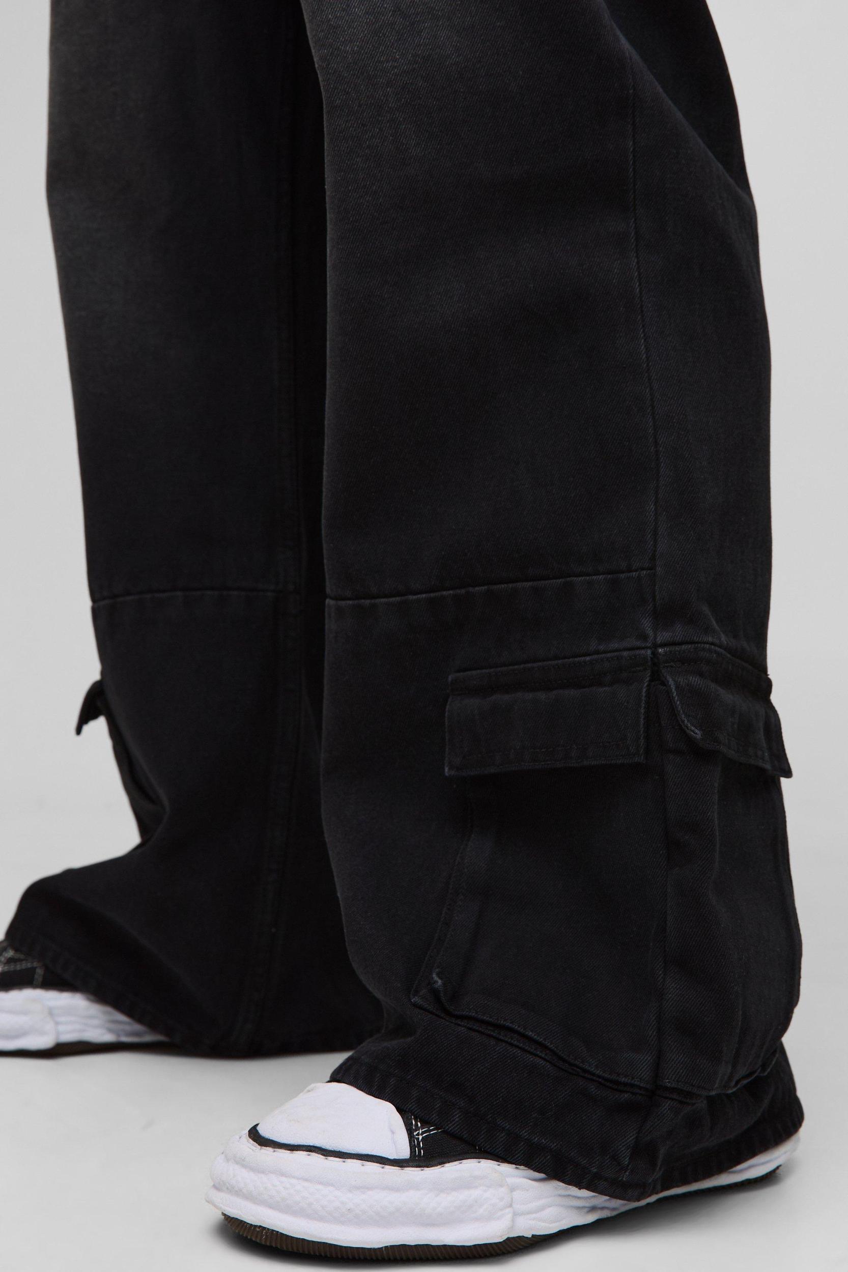 Plus Cargo Hem Relaxed Flare Jeans | boohooMAN USA Product Image