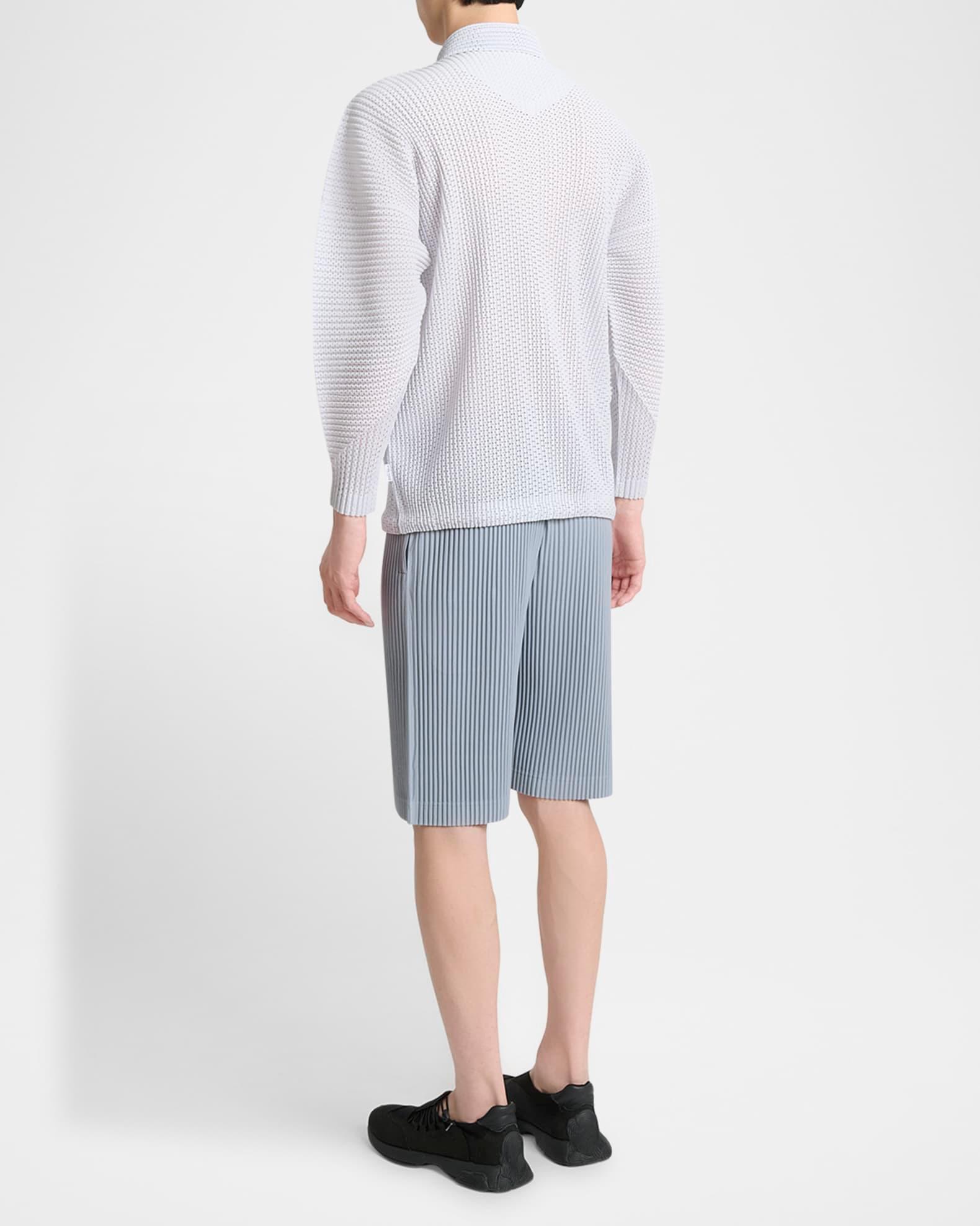 Men's Pleated Mesh Button-Down Shirt Product Image