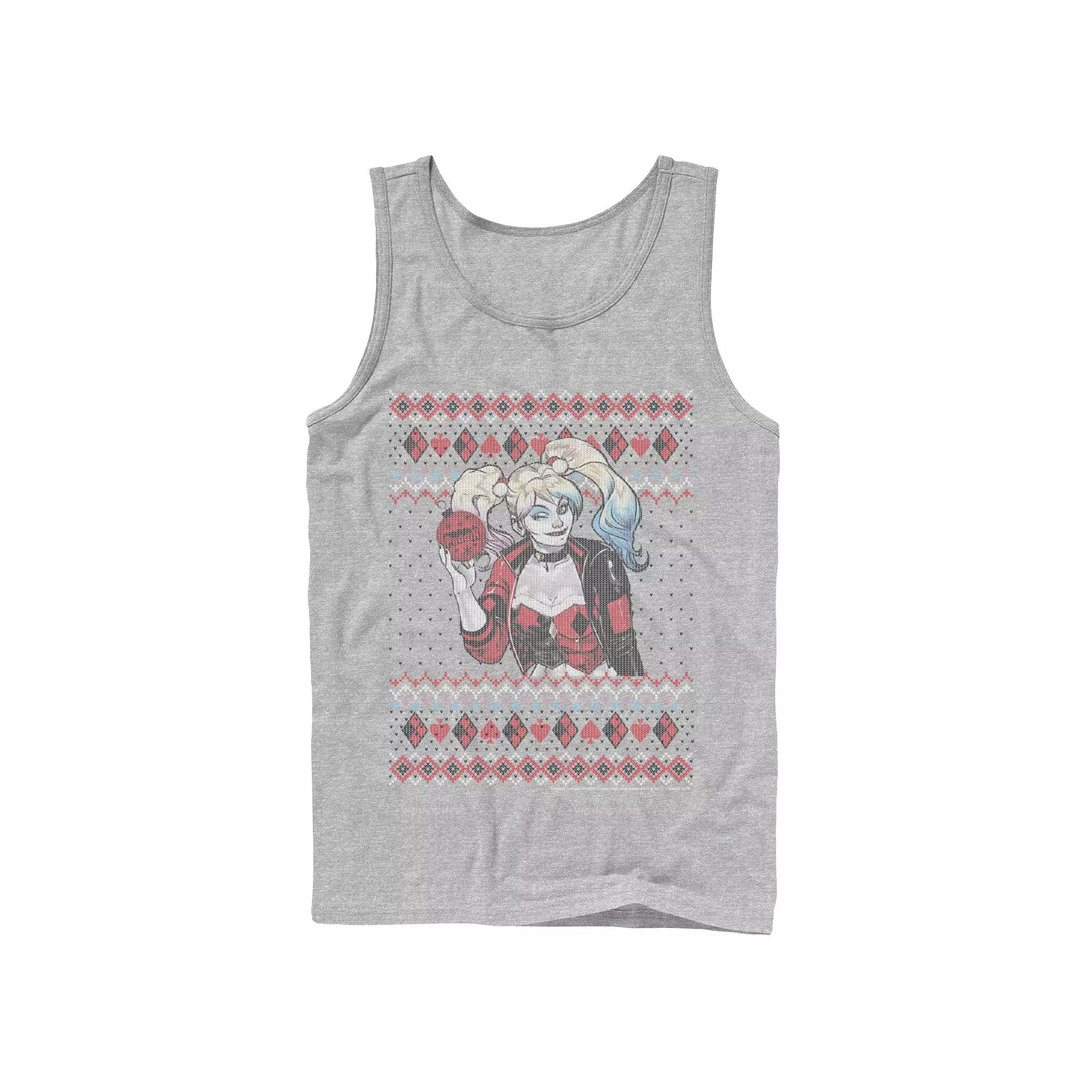 Men's Batman Harley Quinn Ornament Knit Style Tank Top,  Product Image
