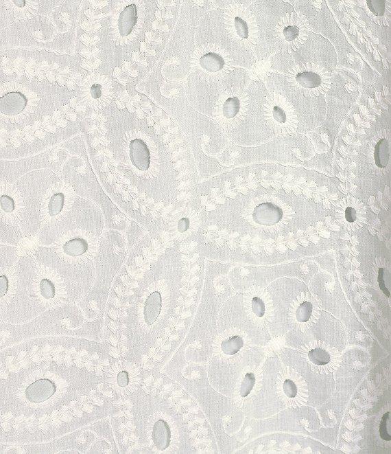 Sugarlips Plus Floral/Geometric Puff-Sleeve Eyelet Embroidered Midi Shift Dress Product Image