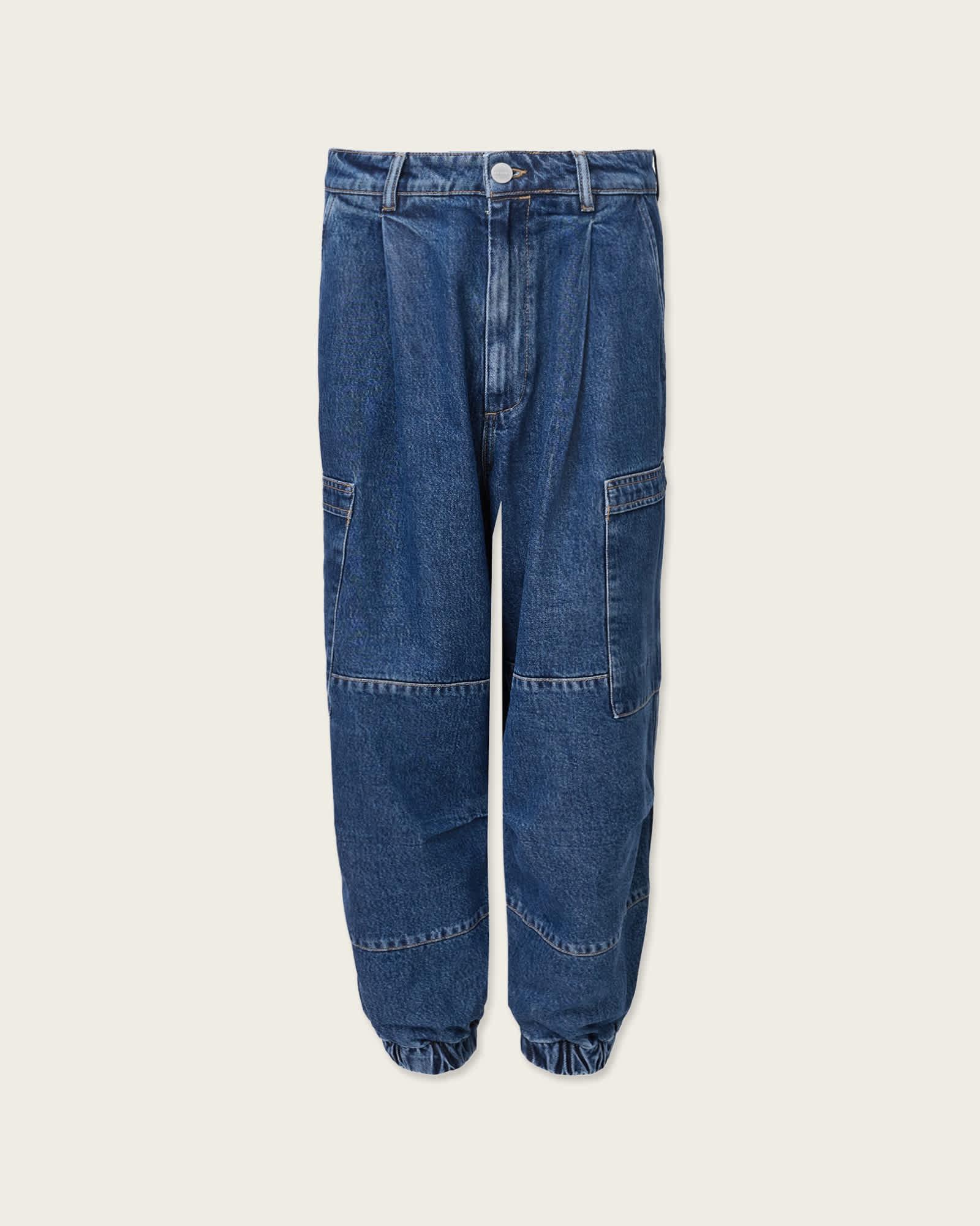 Sol Tapered Denim Cargo Jeans Mid Indigo | ALLSAINTS US Product Image