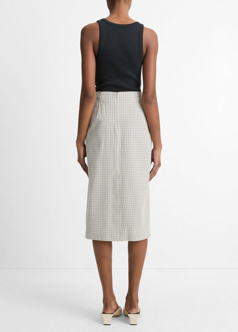 Gardener's Check Cotton Pencil Skirt Product Image