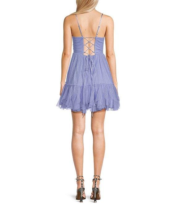 Pear Culture Glitter Mesh Spaghetti Strap Surplus Inset Dress Product Image