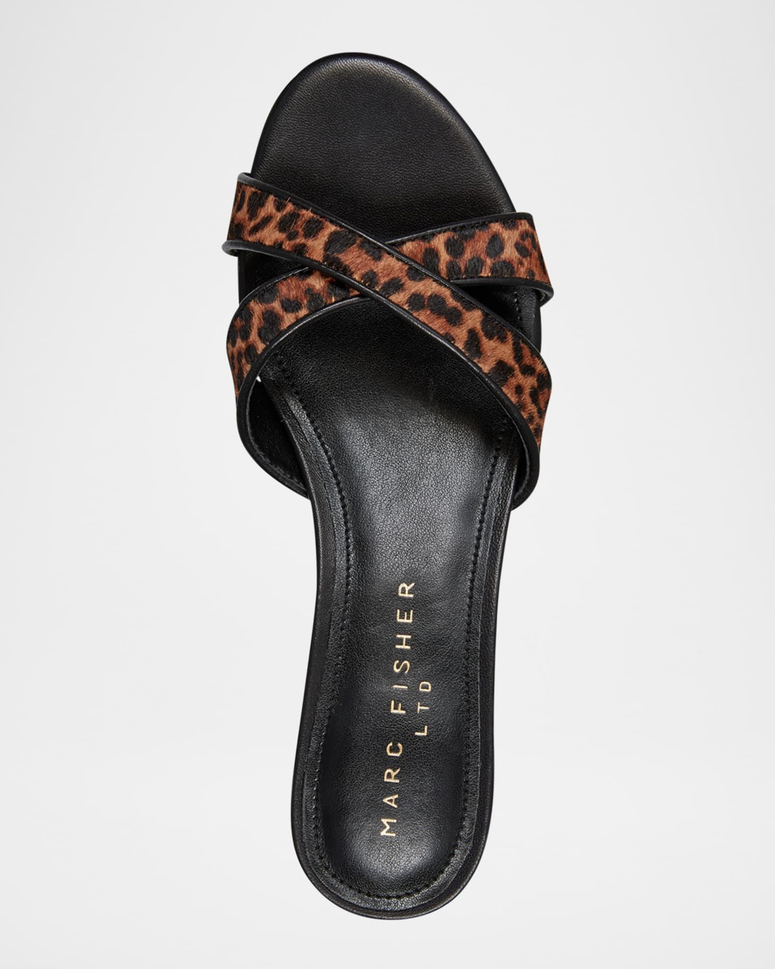 Tracey Leopard Calf Leather Kitten-Heel Sandals Product Image