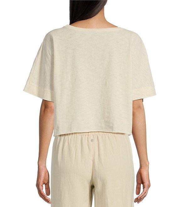 Roxy Palm Stripe Short Sleeve Cropped Graphic T-Shirt Product Image