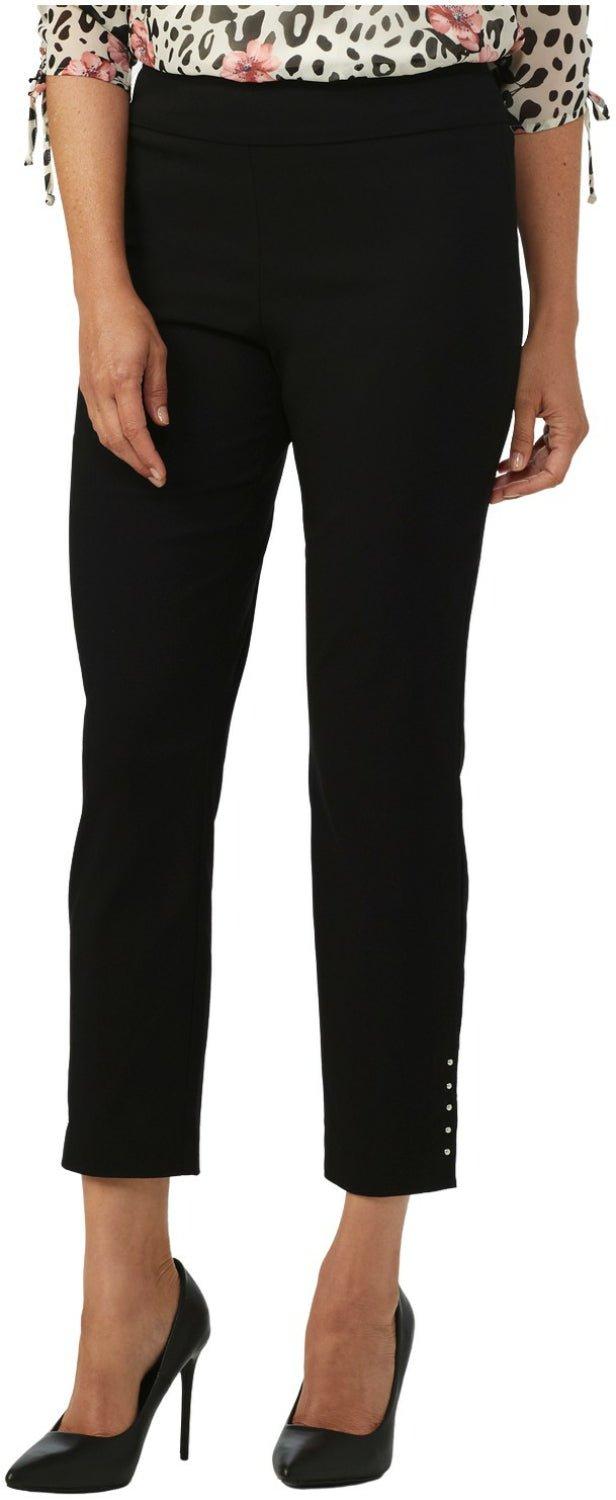 Roz & Ali™ Solid Millennium Tummy Panel Pull On Ankle Pants With Rivet Trim Bottom - Misses Product Image