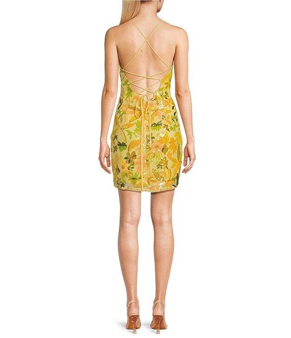 Lulus Iridescent Sequin Lace Up Mini Dress Product Image