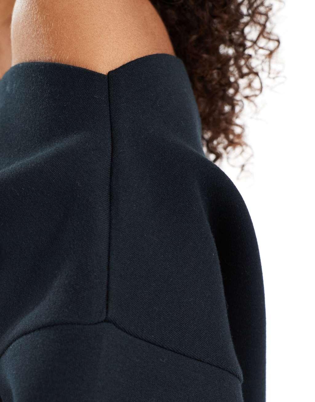 ASOS DESIGN scuba slash neck long sleeve sweatshirt in black Product Image