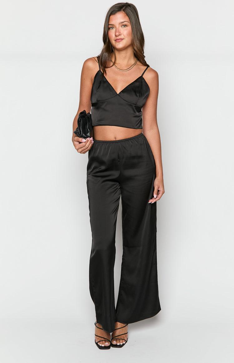 Bridget Black Satin Pants Product Image