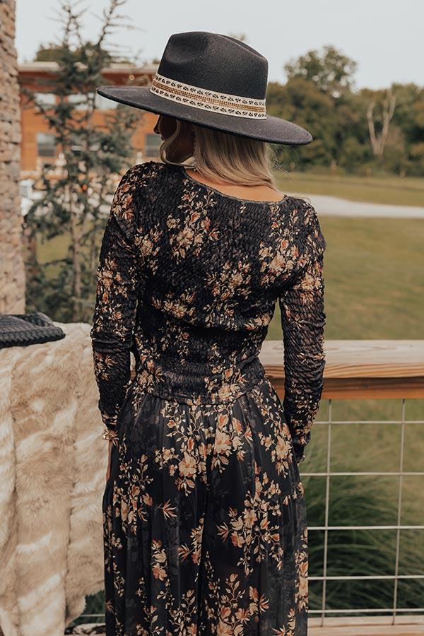 Slowly Falling For You Smocked Mesh Top in Black Product Image