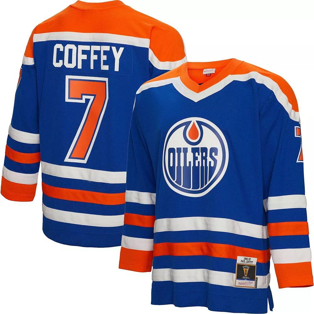 Men's Mitchell & Ness Paul Coffey Royal Edmonton Oilers 1986 Blue Line Player Jersey, Size: XL, Oil Blue Product Image