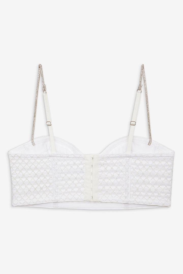 Glitter Grid Bustier Top — White Product Image