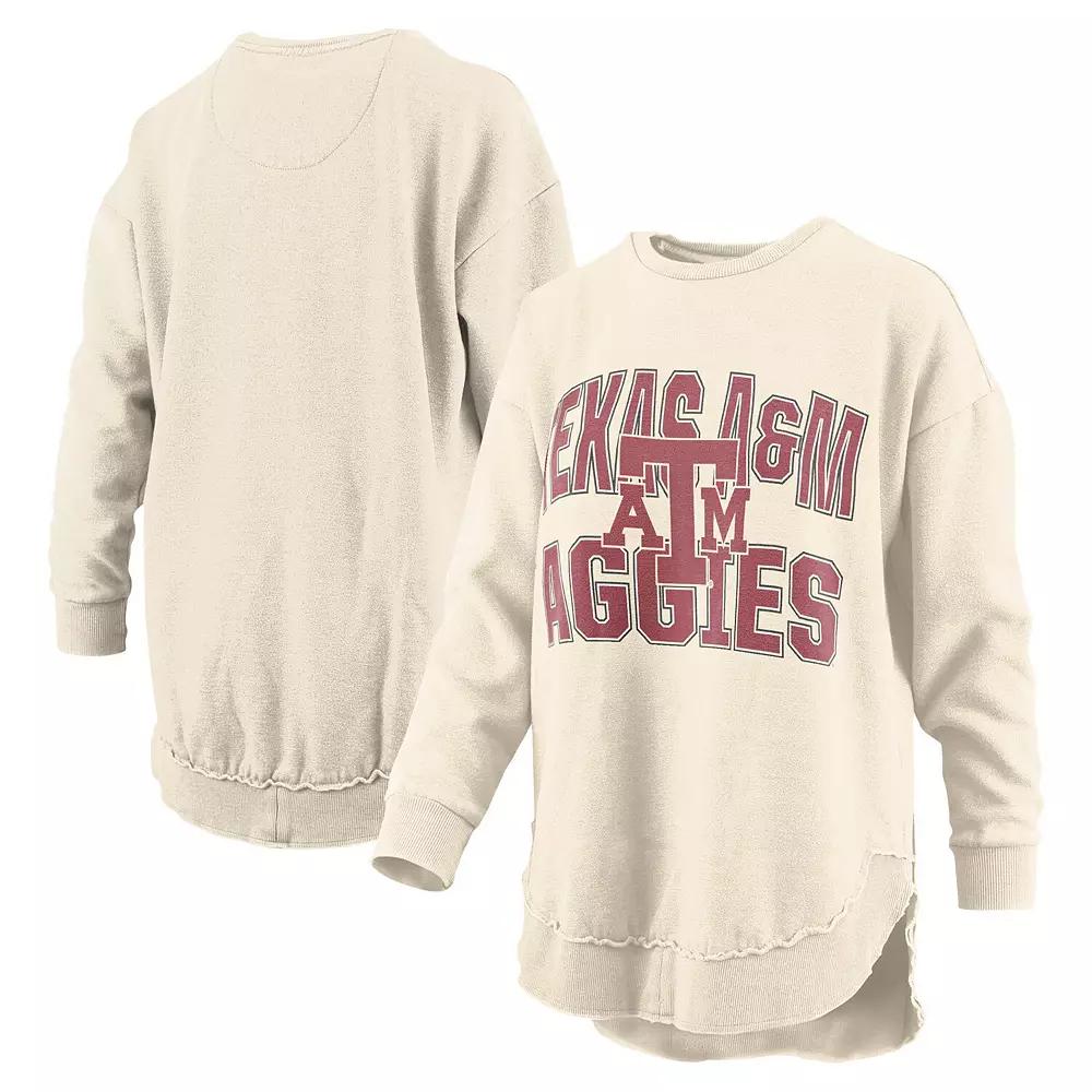 Women's Pressbox  Cream Texas A&M Aggies Poncho Fleece Crew Sweatshirt, Size: XL, Beige Product Image